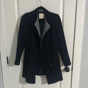 EnC Women Black Blazer Style Jacket‎ Coat Tweed Collar Accent Size M